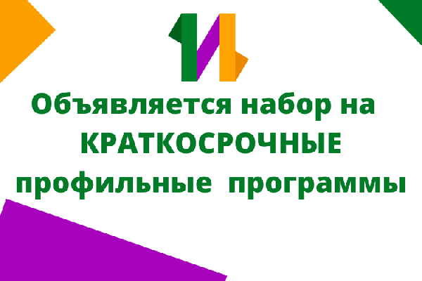 Объявляется набор на  КРАТКОСРОЧНЫЕ профильные  программы: «Действующая химия, 10 класс», «Когнитивные исследования. Искусственный интеллект», «Физика в практике. Механика», «Инженер умных устройств»